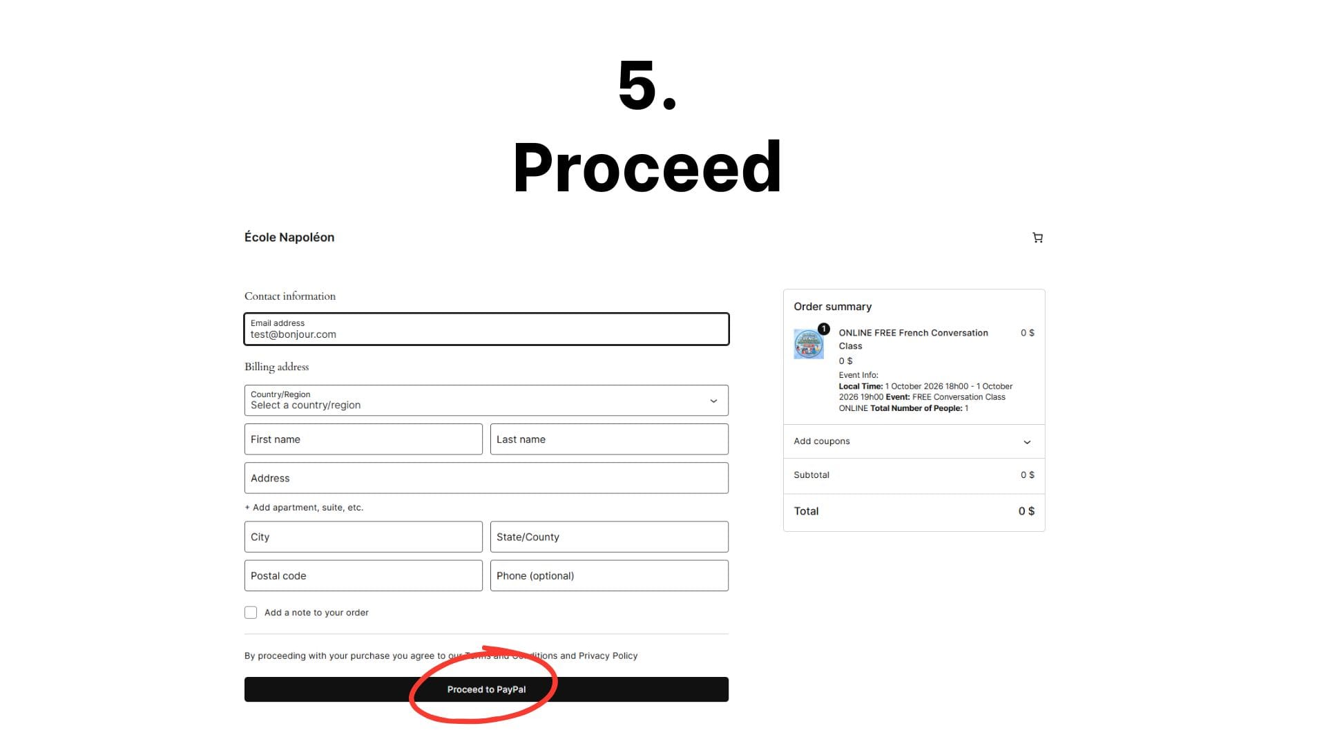 Step 5 - Order review and confirmation